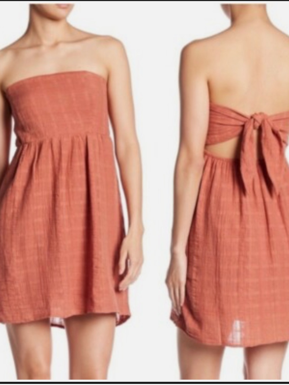 Socialite Strapless Tie-Back Mini Dress in Rust M